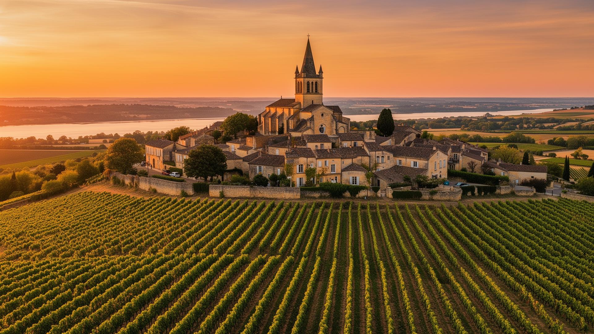 Wijngaarden bij Saint-Émilion op de rechteroever van Bordeaux in de late zomer